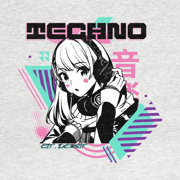 TECHNO - Y2K Anime (Black/teal/pink) by DISCOTHREADZ 